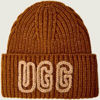 UGG Czapka CHUNKY z dodatkiem wełny brązowy OS UGG Czapka CHUNKY z dodatkiem wełny brązowy OS