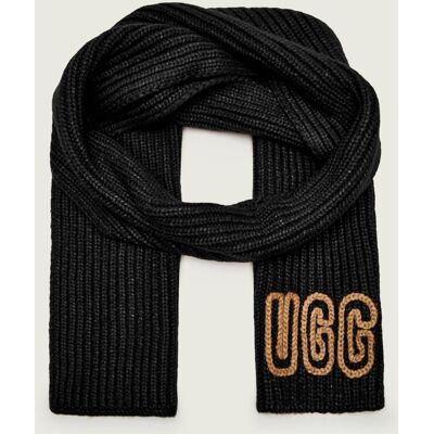 UGG Szal Chunky Crafted z dodatkiem wełny czarny OS UGG Szal Chunky Crafted z dodatkiem wełny czarny OS