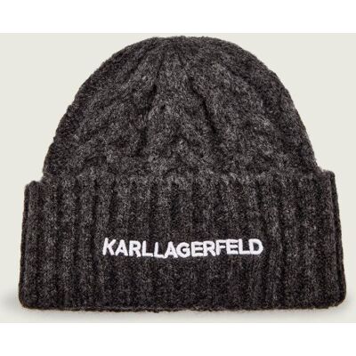 Karl Lagerfeld Czapka k/essential z dodatkiem wełny grafitowy OS Karl Lagerfeld Czapka k/essential z dodatkiem wełny grafitowy OS