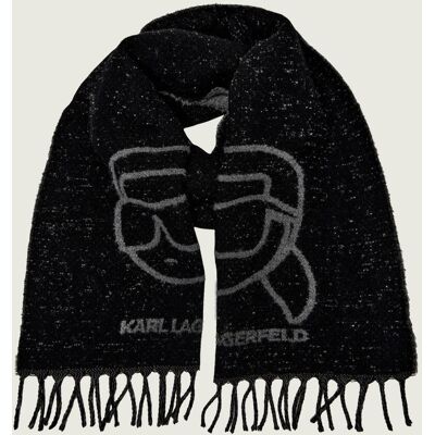 Karl Lagerfeld Wełniany szal Ikon czarny OS Karl Lagerfeld Wełniany szal Ikon czarny OS