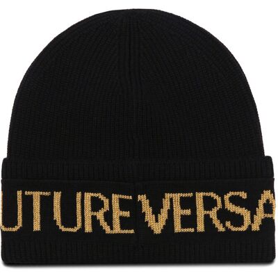 Versace Jeans Couture Czapka z dodatkiem wełny czarny OS Versace Jeans Couture Czapka z dodatkiem wełny czarny OS