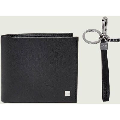 Boss BLACK Portfel + brelok GB_Pin 4cc&Keyring czarny OS Boss BLACK Portfel + brelok GB_Pin 4cc&Keyring czarny OS