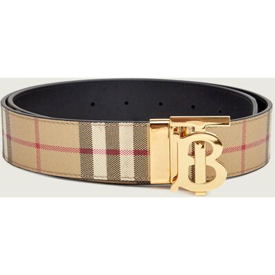 Burberry Skórzany dwustronny pasek TB Check beżowy 85 Burberry Skórzany dwustronny pasek TB Check beżowy 85