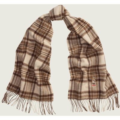 Polo Ralph Lauren Wełniany szal Winter Bear Plaid kremowy OS Polo Ralph Lauren Wełniany szal Winter Bear Plaid kremowy OS