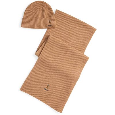 Polo Ralph Lauren Wełniany szal + czapka beżowy OS Polo Ralph Lauren Wełniany szal + czapka beżowy OS