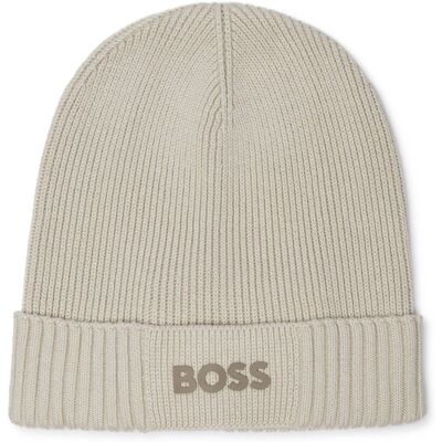 Boss GREEN Czapka Asic_Beanie-X z dodatkiem wełny ecru OS Boss GREEN Czapka Asic_Beanie-X z dodatkiem wełny ecru OS