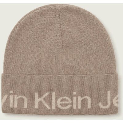 Calvin Klein Jeans Czapka z dodatkiem wełny i kaszmiru brązowy OS Calvin Klein Jeans Czapka z dodatkiem wełny i kaszmiru brązowy OS