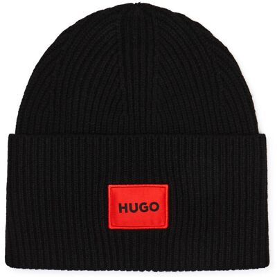 HUGO Wełniana czapka Saffa czarny OS HUGO Wełniana czapka Saffa czarny OS