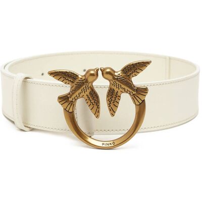 Pinko Skórzany pasek LOVE BERRY H4 BELT VITELLO SET biały M Pinko Skórzany pasek LOVE BERRY H4 BELT VITELLO SET biały M