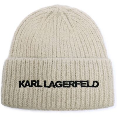 Karl Lagerfeld Wełniana czapka k/essential beżowy OS Karl Lagerfeld Wełniana czapka k/essential beżowy OS