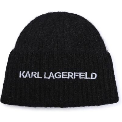 Karl Lagerfeld Wełniana czapka k/essential czarny OS Karl Lagerfeld Wełniana czapka k/essential czarny OS