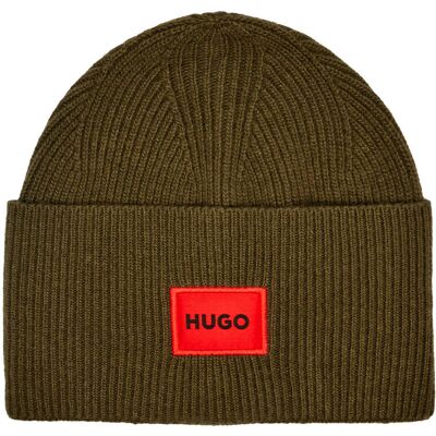 HUGO Wełniana czapka Xaff 6 khaki OS HUGO Wełniana czapka Xaff 6 khaki OS