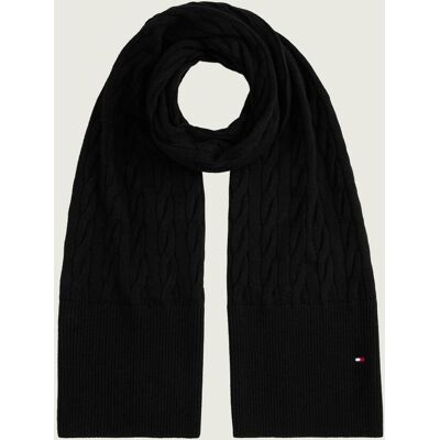 Tommy Hilfiger Wełniany szal czarny OS Tommy Hilfiger Wełniany szal czarny OS