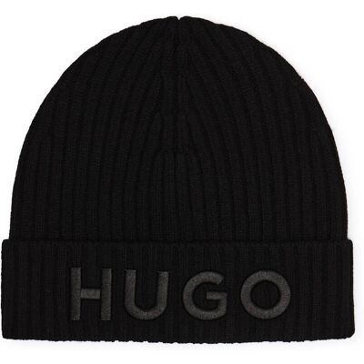 HUGO Wełniana czapka X565-7 czarny OS HUGO Wełniana czapka X565-7 czarny OS