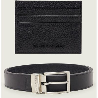 Giorgio Armani Emporio Armani Skórzane etui na karty + pasek czarny OS Giorgio Armani Emporio Armani Skórzane etui na karty + pasek czarny OS