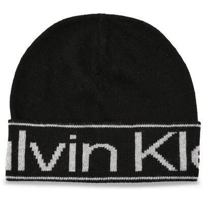 Calvin Klein Czapka z dodatkiem wełny i kaszmiru czarny OS Calvin Klein Czapka z dodatkiem wełny i kaszmiru czarny OS