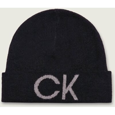 Calvin Klein Wełniana czapka ELEVATED MONOGRAM czarny OS Calvin Klein Wełniana czapka ELEVATED MONOGRAM czarny OS