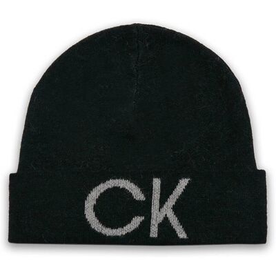 Calvin Klein Wełniana czapka ELEVATED MONOGRAM czarny OS Calvin Klein Wełniana czapka ELEVATED MONOGRAM czarny OS