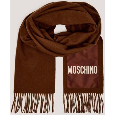 Moschino Wełniany szal brązowy OS Moschino Wełniany szal brązowy OS
