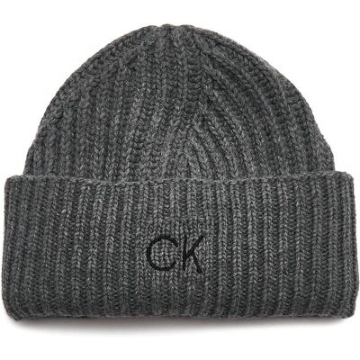 Calvin Klein Czapka ELEVATED z dodatkiem wełny i kaszmiru grafitowy OS Calvin Klein Czapka ELEVATED z dodatkiem wełny i kaszmiru grafitowy OS