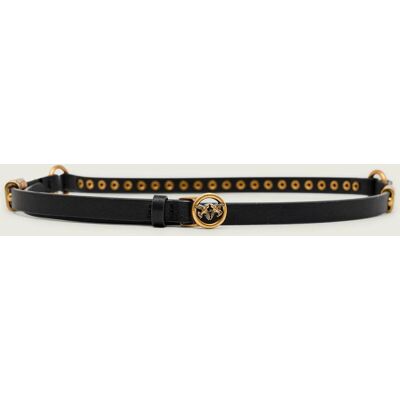 Pinko Skórzany pasek STUDS BELT H1,2 czarny L Pinko Skórzany pasek STUDS BELT H1,2 czarny L