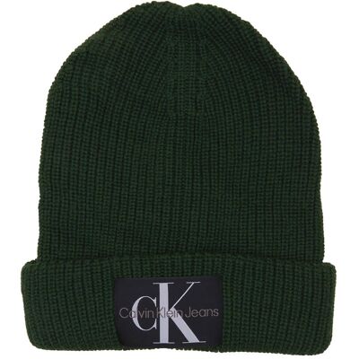 Calvin Klein Jeans Czapka z dodatkiem wełny butelkowa zieleń OS Calvin Klein Jeans Czapka z dodatkiem wełny butelkowa zieleń OS