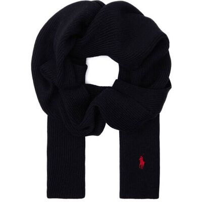 Polo Ralph Lauren Wełniany szal czarny OS Polo Ralph Lauren Wełniany szal czarny OS