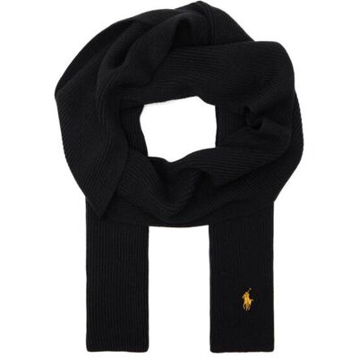 Polo Ralph Lauren Wełniany szal czarny OS Polo Ralph Lauren Wełniany szal czarny OS