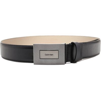 Calvin Klein Skórzany pasek ADJ FORMAL PLAQUE czarny 90 Calvin Klein Skórzany pasek ADJ FORMAL PLAQUE czarny 90