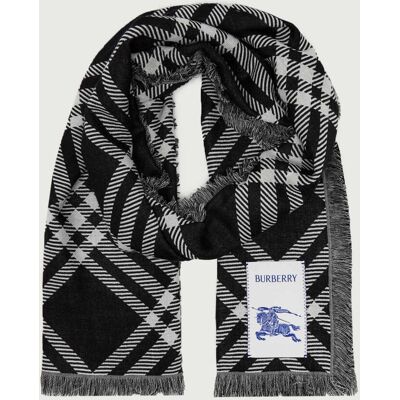 Burberry Kaszmirowy szal czarny OS Burberry Kaszmirowy szal czarny OS