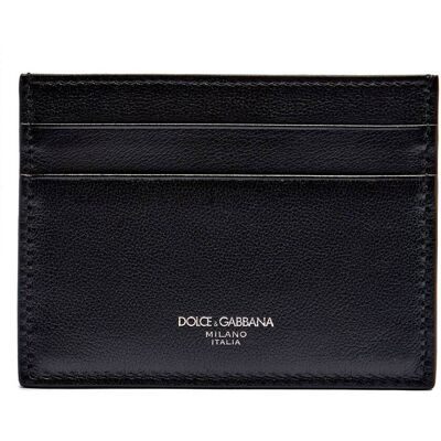 Dolce & Gabbana Skórzane etui na karty czarny OS Dolce & Gabbana Skórzane etui na karty czarny OS
