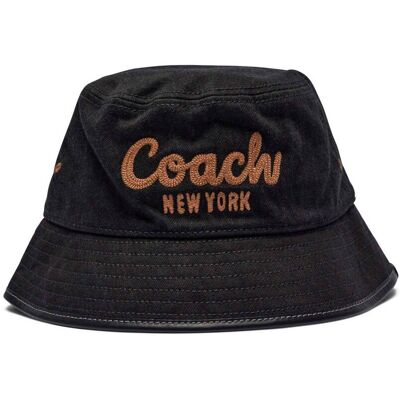 Coach Kapelusz z dodatkiem skóry czarny M/L Coach Kapelusz z dodatkiem skóry czarny M/L