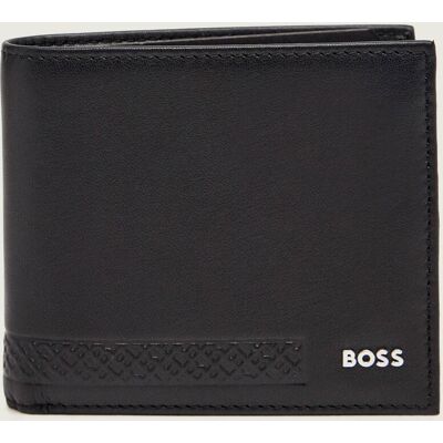 Boss BLACK Skórzany portfel GB_Monogram czarny OS Boss BLACK Skórzany portfel GB_Monogram czarny OS