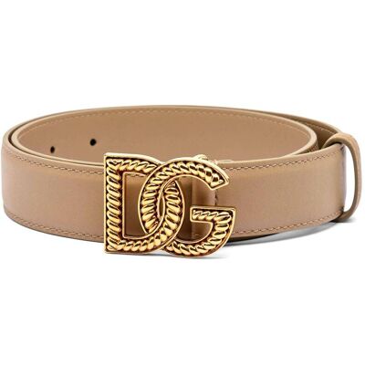 Dolce & Gabbana Skórzany pasek Plongé beżowy 85 Dolce & Gabbana Skórzany pasek Plongé beżowy 85