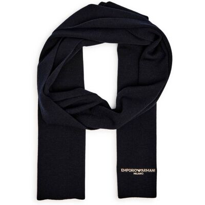 Giorgio Armani Emporio Armani Wełniany szal granatowy M Giorgio Armani Emporio Armani Wełniany szal granatowy M