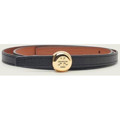 TORY BURCH Skórzany dwustronny pasek Romy Reversible czarny XL TORY BURCH Skórzany dwustronny pasek Romy Reversible czarny XL
