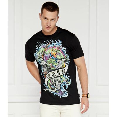 Philipp Plein T-shirt Tattoo Regular Fit czarny XL Philipp Plein T-shirt Tattoo Regular Fit czarny XL