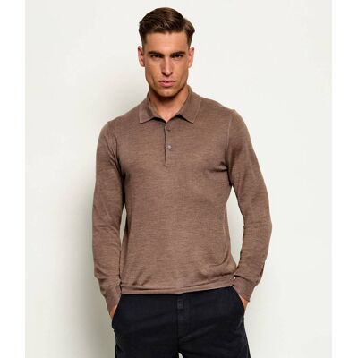 Gran Sasso Wełniany sweter Tennis Slim Fit z dodatkiem jedwabiu brązowy 50 Gran Sasso Wełniany sweter Tennis Slim Fit z dodatkiem jedwabiu brązowy 50