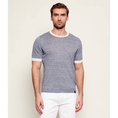 Fay Lniany t-shirt Slim Fit granatowy 54 Fay Lniany t-shirt Slim Fit granatowy 54
