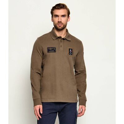 Aeronautica Militare Polo Regular Fit brązowy XXL Aeronautica Militare Polo Regular Fit brązowy XXL