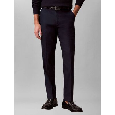Calvin Klein Lniane spodnie Slim Fit granatowy 50 Calvin Klein Lniane spodnie Slim Fit granatowy 50