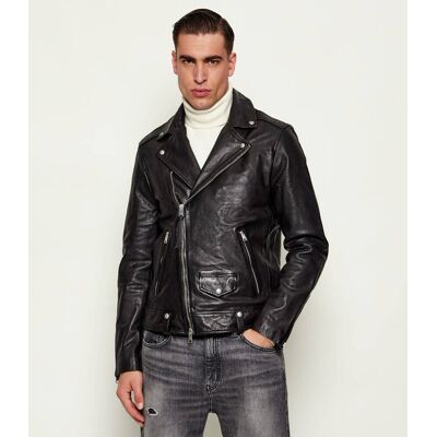 AllSaints Skórzana kurtka MILO Regular Fit czarny XXL AllSaints Skórzana kurtka MILO Regular Fit czarny XXL