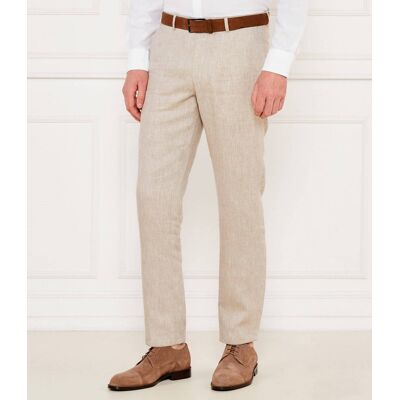 Oscar Jacobson Lniane spodnie Denz Slim Fit beżowy 48 Oscar Jacobson Lniane spodnie Denz Slim Fit beżowy 48