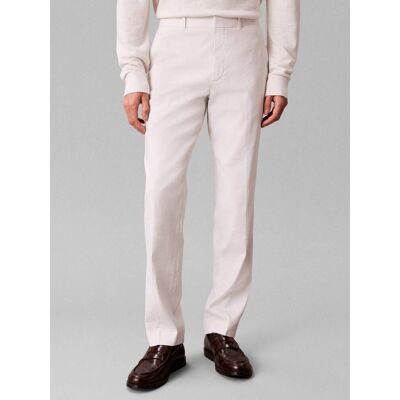 Calvin Klein Lniane spodnie Slim Fit ecru 50 Calvin Klein Lniane spodnie Slim Fit ecru 50