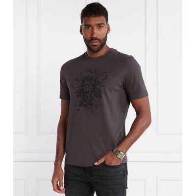 HUGO T-shirt Dinkerton Regular Fit grafitowy XS HUGO T-shirt Dinkerton Regular Fit grafitowy XS