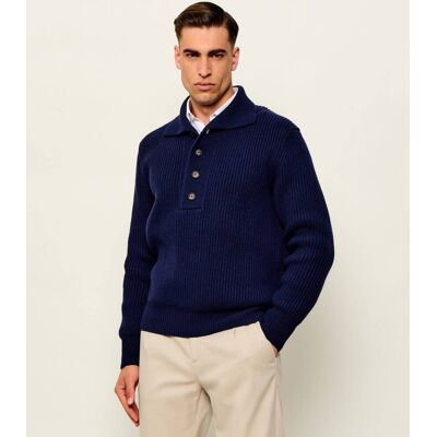 Eleventy Wełniany sweter Relaxed fit granatowy XL Eleventy Wełniany sweter Relaxed fit granatowy XL