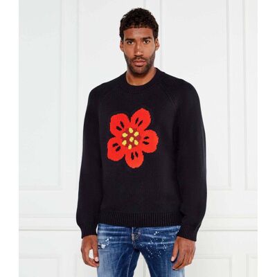 Kenzo Sweter BOKE FLOWER Relaxed fit z dodatkiem wełny czarny XL Kenzo Sweter BOKE FLOWER Relaxed fit z dodatkiem wełny czarny XL