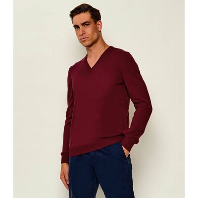 Gran Sasso Wełniany sweter Slim Fit bordowy 52 Gran Sasso Wełniany sweter Slim Fit bordowy 52