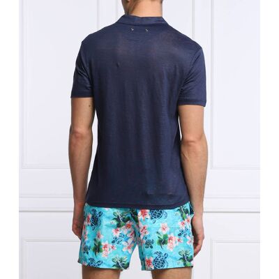 Vilebrequin Lniane polo Straight fit granatowy M Vilebrequin Lniane polo Straight fit granatowy M