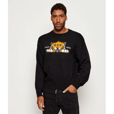 Wełniany sweter KENZO HAPPY TIGER Classic fit czarny L Wełniany sweter KENZO HAPPY TIGER Classic fit czarny L